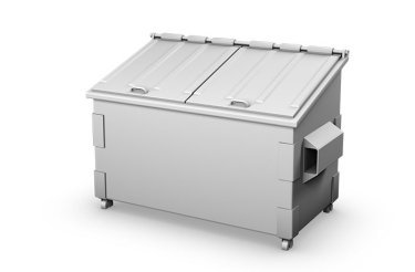 animated grey container on white background