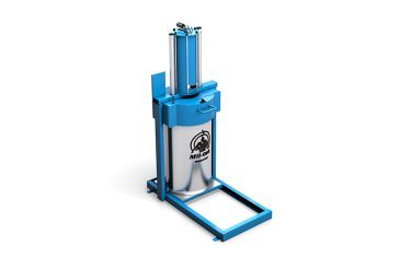 blue compactor for mixed waste on white background