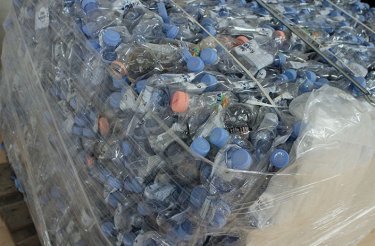 part of a bale of PET bottles