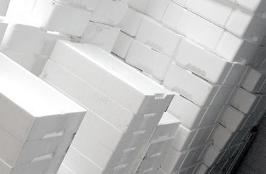 Stacks of white polystyrene boxes