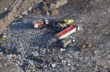 trucks on landfill